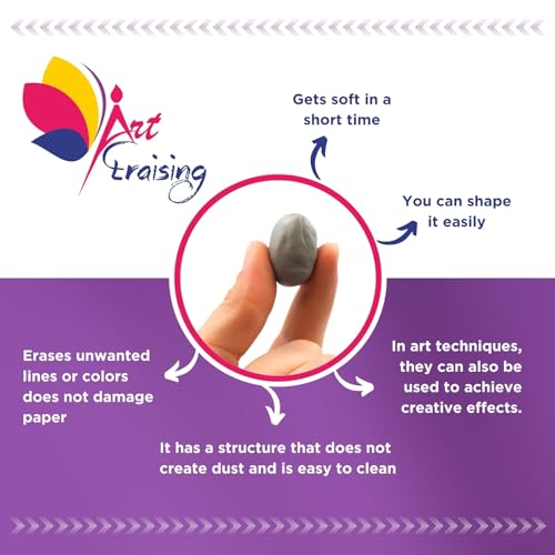 Kneaded Erasers - 6 Pack Large Size Grey Kneadable Art Gum Erasers for Charcoal Pencils & Sketching