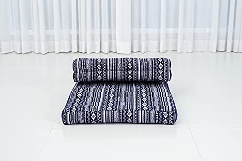 Leewadee Foldable Floor Mattress – 2 in 1 Floor Meditation Mat for Yoga and Relaxation, Seating Futon with Kapok - color: Cbt2 - Dark Blue