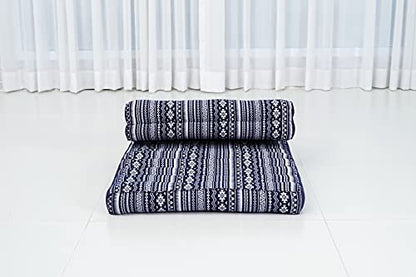 Leewadee Foldable Floor Mattress – 2 in 1 Floor Meditation Mat for Yoga and Relaxation, Seating Futon with Kapok - color: Cbt2 - Dark Blue