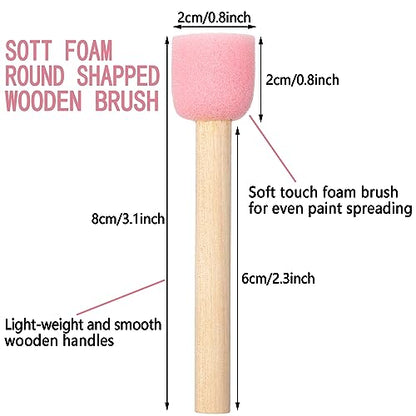 WHQXFDZ 40 Pieces 0.8 inch Round Sponge Foam Brush Set Paint Brush Wooden Handle Foam Brush Sponge Painting Tools for Painting Crafts(0.8inch) (Pack of 2) - size: 0.8inch (Pack of 2)