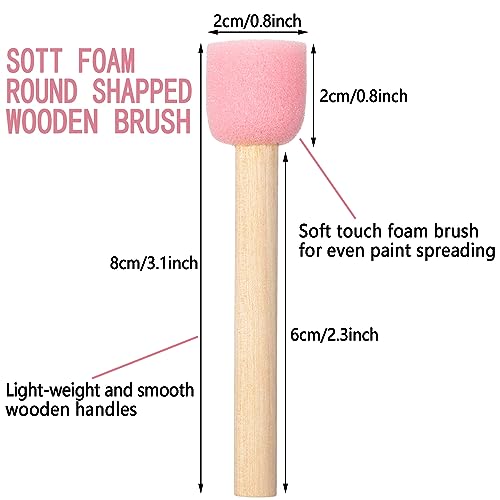 WHQXFDZ 40 Pieces 0.8 inch Round Sponge Foam Brush Set Paint Brush Wooden Handle Foam Brush Sponge Painting Tools for Painting Crafts(0.8inch) (Pack of 2) - size: 0.8inch (Pack of 2)
