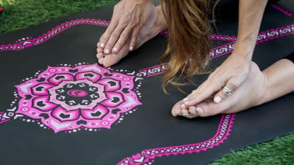 Liforme Printed Yoga Mat - Patented Alignment Design, Ultimate Grip - color: Blossoming Lotus - Purple Earth