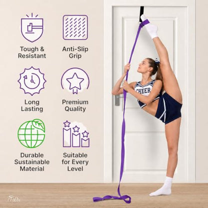 Leg Stretcher Strap with Door Anchor and Resistance Band, Splits Trainer | Home Flexibility Trainer for Splits, Ballet, Dance, Cheer, Yoga, Gymnastics, Pole and Taekwondo, Kids to Adults, All Levels - color: Royal Purple