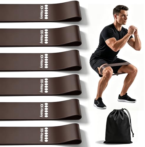 6-Pack Premium Natural Rubber Thickened Workout Resistance Bands Set for Home Gym & Physical Therapy, Anti-Snap Durable Exercise Bands for Full Body Strength Training, Legs, Glutes, Multi-Level - color: XX-Heavy-6 Set-Coffee
