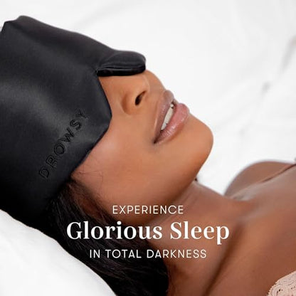 DROWSY Silk Sleep Mask - Face-Hugging, Padded Cocoon for Luxury Sleep in Total Darkness - 100% Pure Mulberry Silk (Black Jade) - color: Black Jade, size: 1 Count (Pack of 1)
