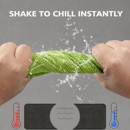 Cooling Towel, Quick Dry Sports Towel with Silicone Case, 11.8 x 35.4 in - color: Green, size: Medium