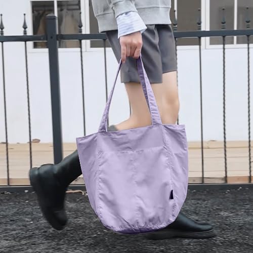 Barsine Tote Bag for Women Unisex Lightweight Nylon Totes Purses and Handbags Large Casual Shoulder Hobo for Travel Gym - color: Purple