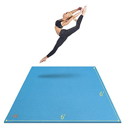 GXMMAT Large Yoga Mat 6'x4'/6'x6'(7mm) & 7'x5'(9mm) - color: Blue Sky, size: 6*6 FT
