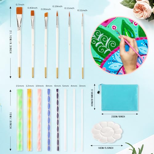 Augshy Mandala Dotting Tools Painting Kit, 58Pcs Dotting Tools for Painting DIY Rock Template Stencils Kit Brush Tray Pen Zipper Bag for Stone Canvas Mandala Arts - style: Mandala Style B
