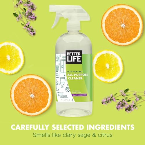 Better Life All Purpose Cleaner - Multipurpose Home and Kitchen Cleaning Spray for Glass, Countertops, Appliances, Upholstery & More - Multi-surface Spray Cleaner - 32oz Clary Sage & Citrus - size: 32 Fl Oz (Pack of 1)