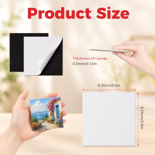 CONDA 24 Pack 2.5x2.5IN Mini Magnetic Canvas Panels, Small Canvases for Painting for Oil, Acrylic, Pouring Watercolor & Art Crafts DIY - size: 2.5*2.5 inch 24pack
