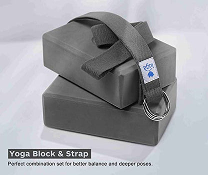 IUGA Premium Set- Includes 1 Yoga Block 2 Pack with Yoga Strap, 1 Eco Friendly Yoga Mat with Alignment Lines