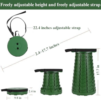 Fishboy Upgraded Collapsible Stool, 400lbs Max Weight, Lightweight But Sturdy, Portable Retractable Folding Telescoping Foldable Camping Stool for Adults Outdoor Fishing Hiking BBQ - color: All Army Green