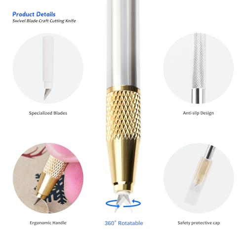 EHDIS 360° Swivel Blade Craft Knife – Precision Rotary Cutter for Intricate Designs | Effortless Curves on Paper, Vinyl, Model Making, Art, Working-Stencil, Crafting