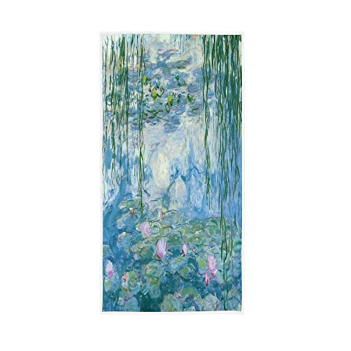 Hand Towels Water Lilies by Claude Monet Oil Paintings Flowers Absorbent Towels for Bath,Hand, Face, Gym and Spa 15 x 30 inch