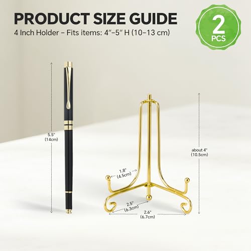 Artliving Plate Stands for Display, 4 Inch Decorative Plate Holder, Metal Picture Stand for Table, Small Easels for Display Card, Photo, and PSA Slab - Ideal for Party and Wedding (Gold, 2 Pack) - color: Gold, size: 4 inch(2 pack)