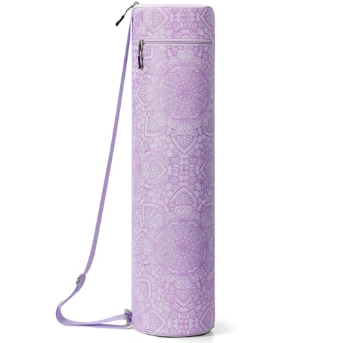 Gonex Yoga Mat Bag, Full-Zip Mat Carrier | 600D Oxford Fabric, Wet Pocket, Front Zip Pocket, Adjustable Strap, Fits Mats up to 26" - color: Soft Lavender