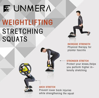 UNMERA Squat Wedge Block Non Slip for Heel Elevated Squats, 2PCS | Professional fitness slant board and squat platform, ideal for calf raises, weightlifting, and strength training. - color: Black