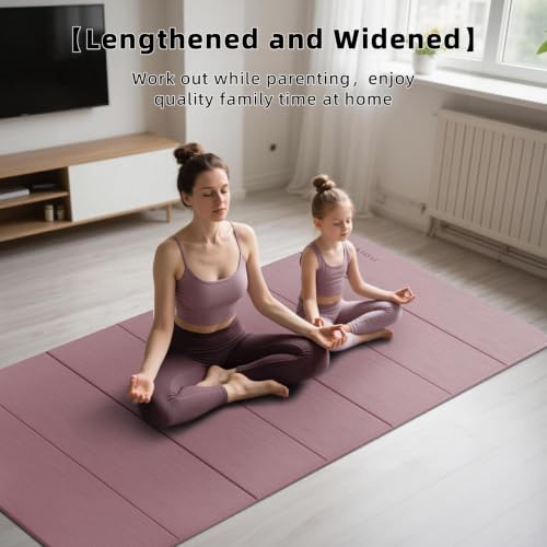 PAIDU Foldable Yoga Mat 10MM Thick 75‘’x40‘“ Quick Fold Easy Storage - color: Deep Pink