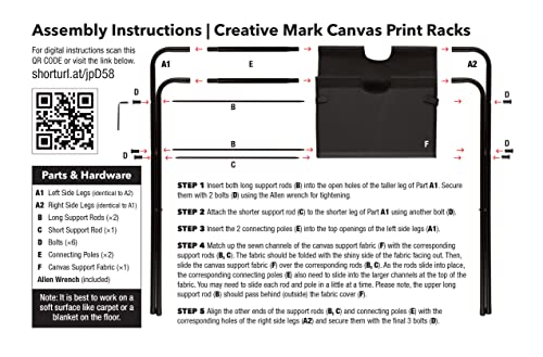 Creative Mark Folding Canvas Art Print Rack, Portable Display, Mini | Ideal for Artwork, Prints, Panels & Posters, Galleries, Studios & Storage. Lightweight Frame, Canvas Basin, Rubber Feet - size: Mini