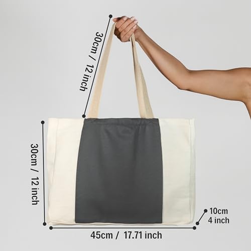 Large Canvas Yoga Tote Bag with Yoga Mats Bags Carrier - color: Beige & Black