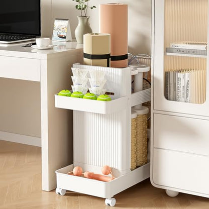 Yoga Mat Storage Basket Large Capacity Fitness Equipment Storage Rack with Wheels Sports Equipment Trolley Basket Fitness Equipment Sports Tools Organizer (White)