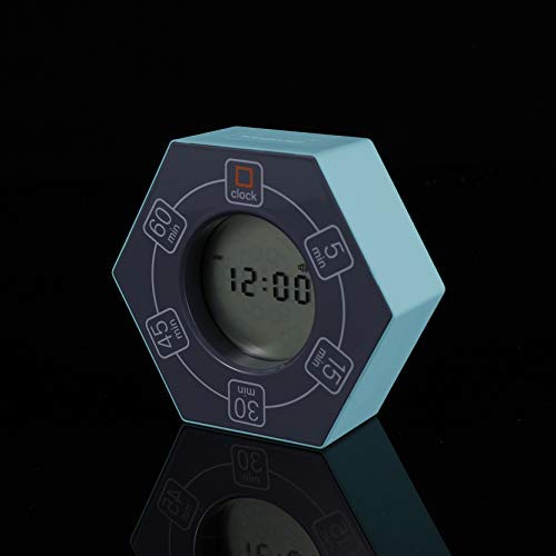 Home & Office Timer with Clock, 5,15, 30, 45, 60 Minute Preset Countdown Timer, Easy-to-Use Time Management Tool (Cyan) - color: Cyan