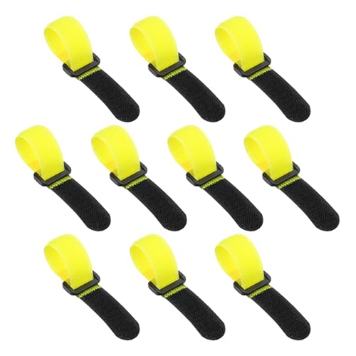 PATIKIL 0.8"x6" Reusable Cinch Straps, 10Pcs Adjustable Nylon Multipurpose Hook and Loop Cable Securing Straps with Plastic Buckle for Organizer Storage Cables Cords Ropes, Yellow - color: Yellow, size: 0.8" x 6"