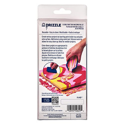 FolkArt Drizzle Flexible Paint Tray and Comb Set, Durable Silicone Tools Perfect for DIY Paint Pouring Arts and Crafts Projects, 50829 - style: Tray and Comb Set