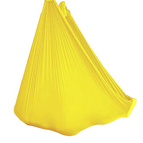 Aerial Yoga Hammock 5.5 Yards Yoga Swing Pilates Silk Home Gym Fitness Include hardware,Daisy Chain, Pose Guide - color: Yellow