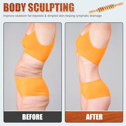 KintKita 목재 테라피 마사지 도구, 나무 마사지 스틱 롤러 림프 배수 도구, Maderoterapia 키트 셀프 마사지 롤러 도구, 셀룰라이트 감소, 근육 긴장 및 바디 쉐이핑, 컨투어링