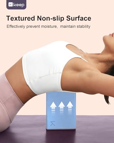 KEEP Yoga Block, High-Density EVA Foam 2 Pack Yoga Block with Non-Slip Textured Surface, Supportive, Lightweight - Ideal for Yoga - color: 2-Pack-Light Blue