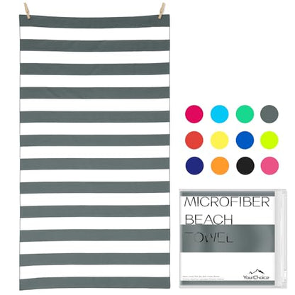 Your Choice Microfiber Beach Towel Sand-Free Quick Dry (67"x35"/60"x30") - color: A-gray Stripes, size: Extra Large(67x35")