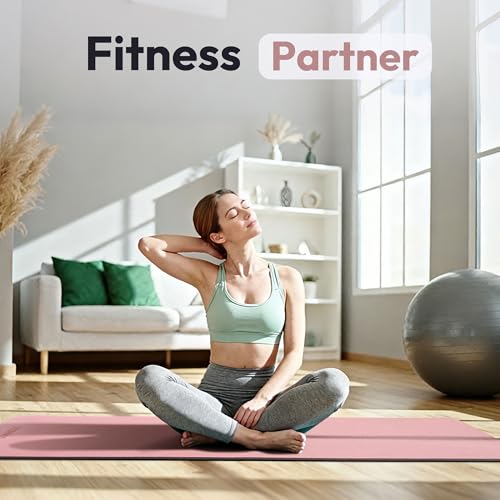 Umineux Non Slip Yoga Mat 72"x24" Exercise & Fitness Mat For Women and Men - color: Parfait Pink & Gray, size: 10MM