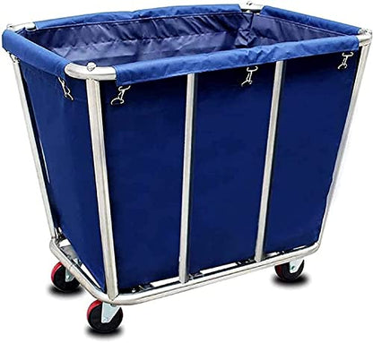Commercial Laundry Cart with Wheels,350L Industrial Rolling Laundry Hamper - color: Blue - 10 Bushels - 8 Tubes (Waterproof Lining)