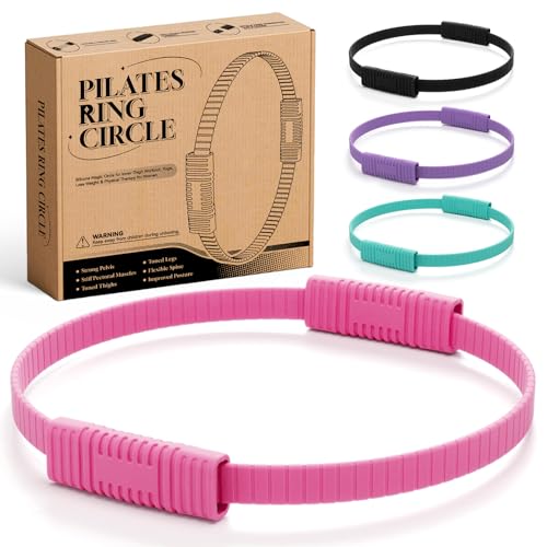 SUBCULTUREPICK Pilates Ring, Silicone Magic Pilates Rings, Lightweight & Durable Flexible Fitness Circle Exercise Equipment for Toning Arms, Thighs,Legs, Core,Yoga & Physical Therapy - color: Pink