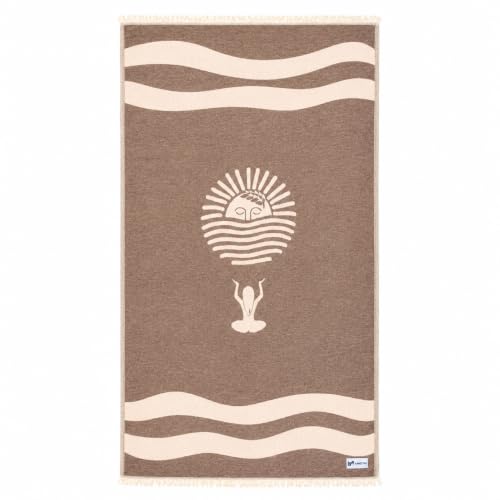 Turkish Beach Towel - 100% Organic Cotton - Soft, Quick-Dry, Sand Proof, Prewashed - Lightweight & Oversized for Beach, Pool, Yoga, Bath, Travel, Gym, Throw - Sienna (Brown) - color: Brown