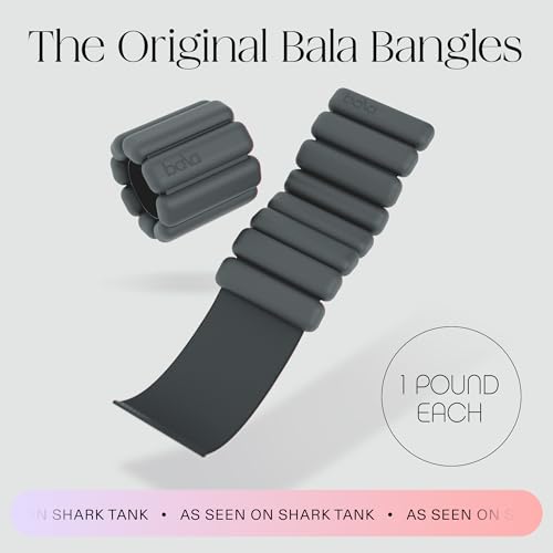 Bala Bangles Wrist & Ankle Weights for Women & Men, Home Gym Equipment | Adjustable Weighted Bands for Arm & Legs Workouts - Pilates, Yoga, Walking, Barre, & Strength Training Exercise - color: Charcoal, size: 1 LB