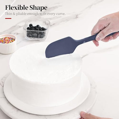 600ºF Heat Resistant Large Baking Silicone Spatula, Midnight Blue | 11.34in High Heat Food Safe Flexible Kitchen Silicone Scraper for Cooking Mixing Scraping Stirring Nonstick Cookware Pan Bowl - color: Midnight Blue, size: 11.34in - Large Spatula