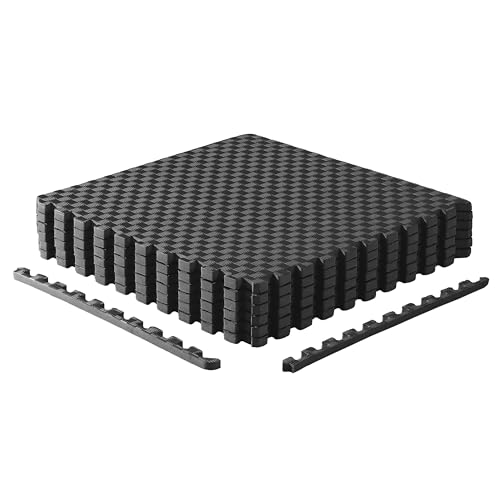 CAP Puzzle Exercise Mats | 3/4” Thick EVA Interlocking Foam Tiles for Home Gym Flooring | Multiple Options - color: Tatami - Black, style: 6 Tiles (24 SQ FT)