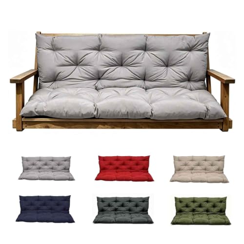 Porch Swing Cushions, Outdoor Swing Cushions 3 Seater Replacement with Backrest, Thickened Swing Cushion with Ties,Patio,Outdoor,Backyard and Gard (Light Gray, 60 * 40 * 4 inches) - color: Light Gray, size: 60*40*4 inches