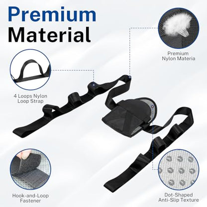 Physical Therapy Stretching Strap for Knee Pain Relief, Adjustable Flexibility Aid, Yoga Pilates Rehab Tool for Hamstring, Hip Flexor, IT Band, Includes Portable Storage Bag, 1Pc