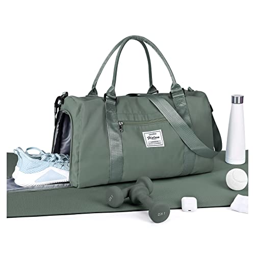 Gym Bag Womens Mens with Shoes Compartment and Wet Pocket Travel Duffel Bag for Women for Plane Sport Gym Tote Bags Swimming Yoga Waterproof Weekend Overnight Carry on Bag Hospital Holdalls - color: A21-Dark Green