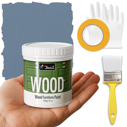 DWIL Matte Finish Furniture Paint - 5 Oz Wood Paint for Cabinets, Doors, Tables, and Dressers Refinishing - Water-Based, Non-Toxic & Odorless, Easy to Apply(Blue Grey)-Trial Pack - color: Blue Grey, size: 5 Ounce (Pack of 1)