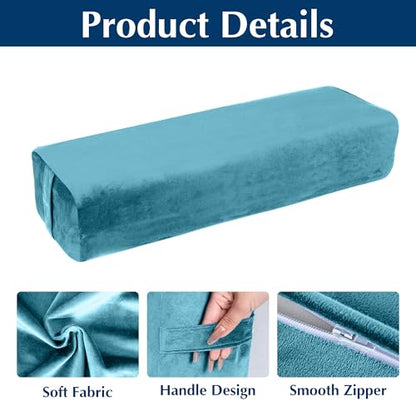 2-Pack Yoga Bolster Pillow Set: Rectangular & Cylinder Pillows for Meditation and Support, Yoga Pillows with Washable Velvet Cover, Triple-Layer Sponge with Carry Handle, Green - color: Green