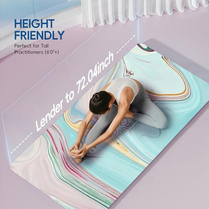 TPE Yoga Mat, 27x72 Inch, 5mm Thick, Non-Slip Surface for Tall People, Pilates, Meditation, Home Workout, Sweat-Resistant - color: Blue