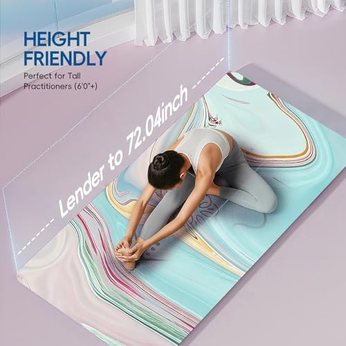 TPE Yoga Mat, 27x72 Inch, 5mm Thick, Non-Slip Surface for Tall People, Pilates, Meditation, Home Workout, Sweat-Resistant - color: Blue