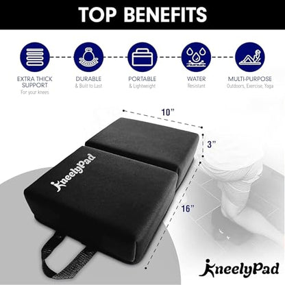 KneelyPad by Kneely | Kneeling Pad for Gardening, Exercise, Cleaning, & Mechanic Work | Extra Thick Memory Foam Knee Cushion for Gardening & More with Washable Cover | Foldable Knee Pad with Handle