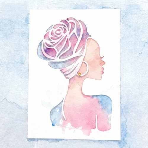 TIAMECH A4 Reusable African Girl Stencil for Painting | Fashion Hairstyle & Hoop Earrings Lady Layering Template, DIY Wall Art, Wood Furniture, Scrapbook & Crafts (8.3x11.7inch) - style: Beauty Girl