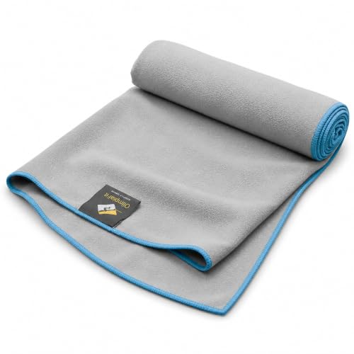 OlimpiaFit Quick Dry Towel - 3 Size Pack of Lightweight Microfiber Travel Towels w/Bag - Fast Drying Towel Set for Camping, Beach, Gym, Backpacking, Sports, Yoga & Swim Use - color: Grey (Large Single)